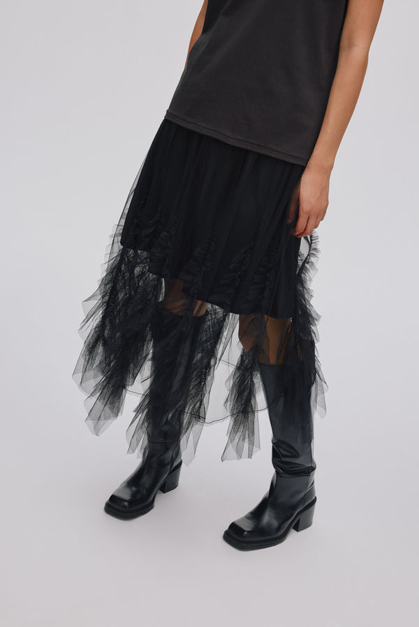 Rabens Saloner Glenda Frilly Tulle Skirt I Dusty Blue