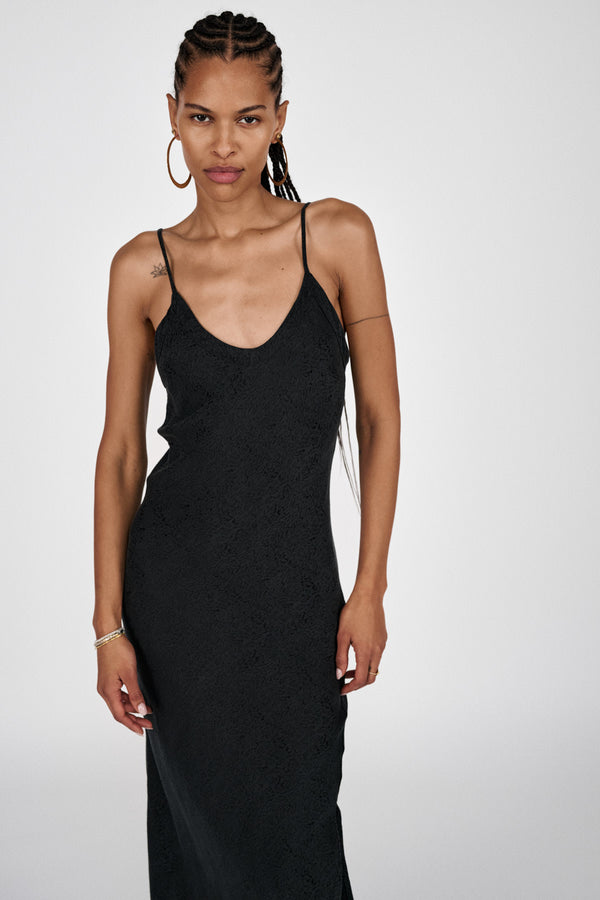 rabens saloner Glorie Cluster jacquard bias dress I Black