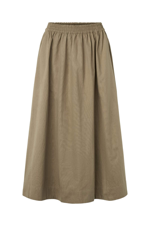 Rabens Saloner Guri Poplin Heavy Full Skirt I Dry Bark