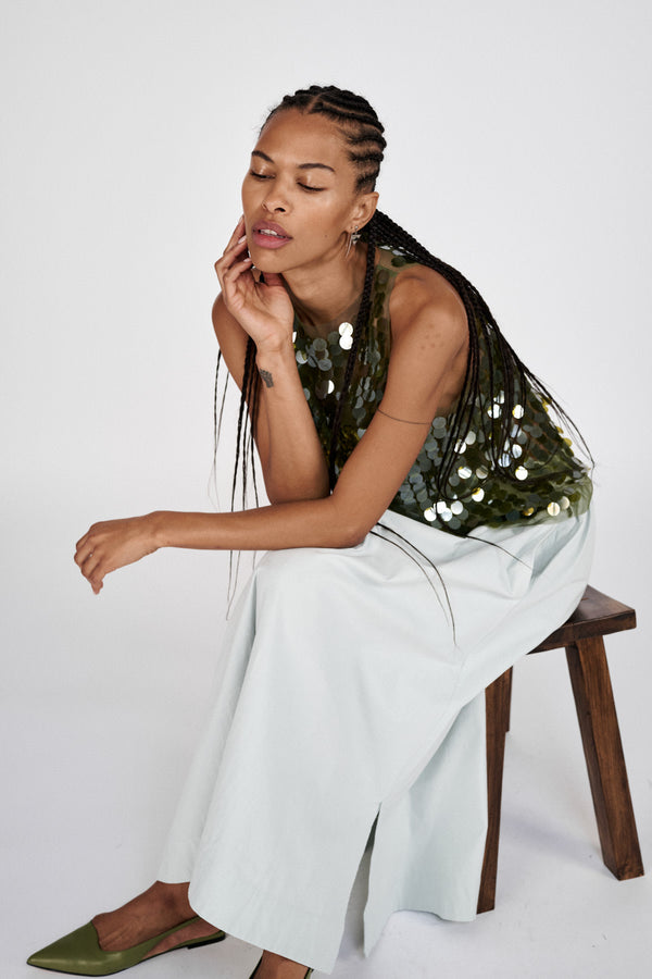 Rabens Saloner Guri Poplin Heavy Full Skirt I Pirate Black