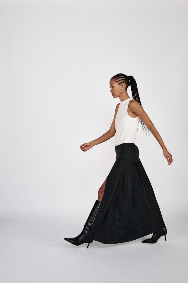 rabens saloner Gusta Cluster jacquard zip skirt I Black