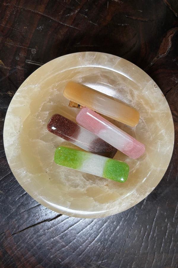 Rabens Saloner Hair Clip Mini Zia I Burnt Orange Stripe