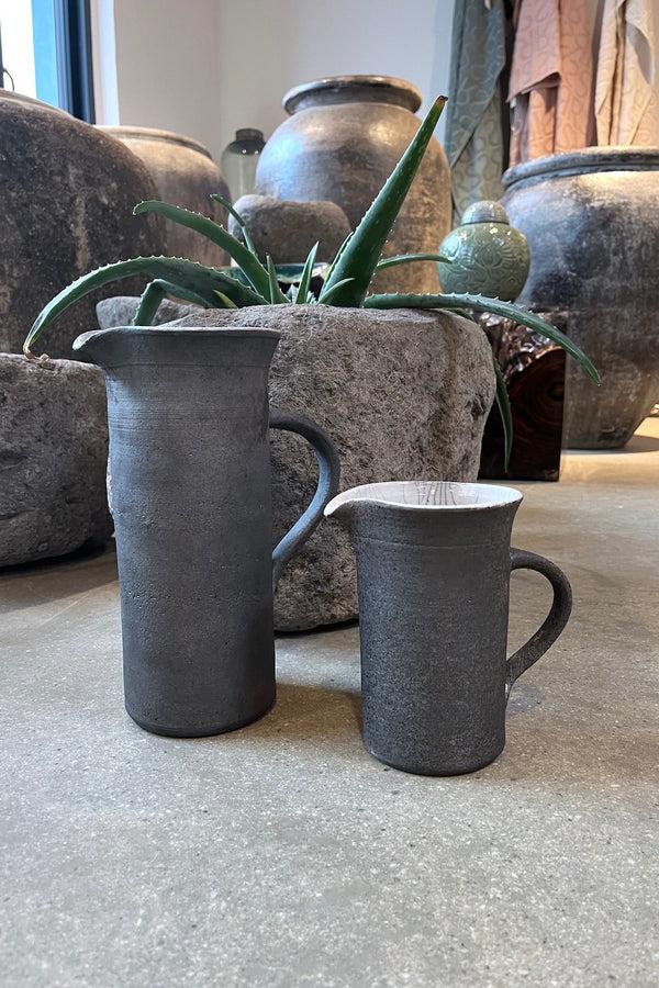 rabens saloner Handmade Ceramic Jug I Small Visby Ceramics I Dark Grey