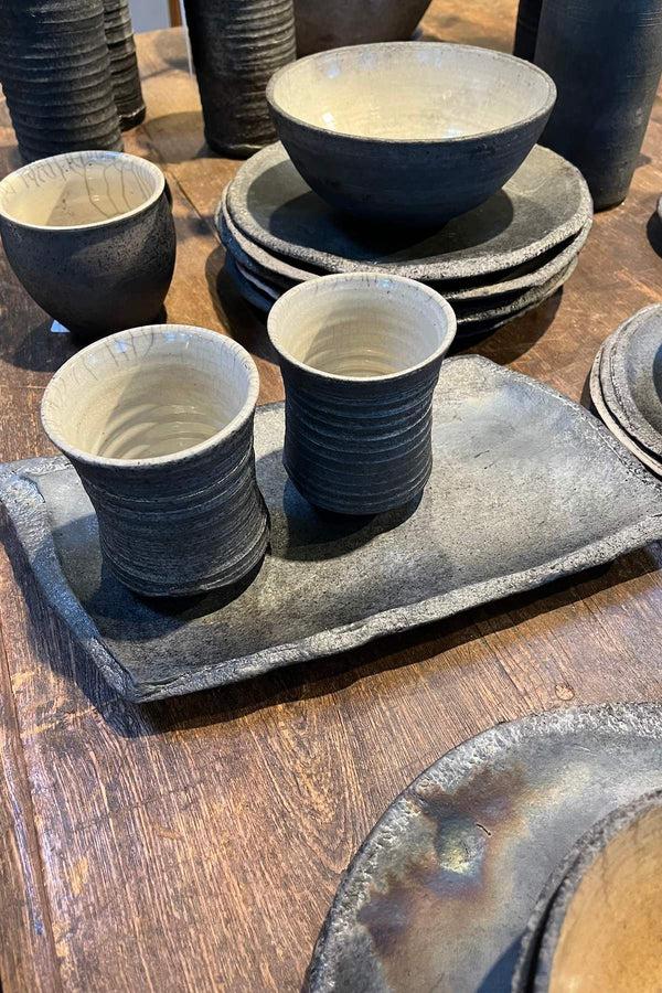 Rabens Saloner Handmade Raku Cup I Large Visby Ceramics I Dark Grey