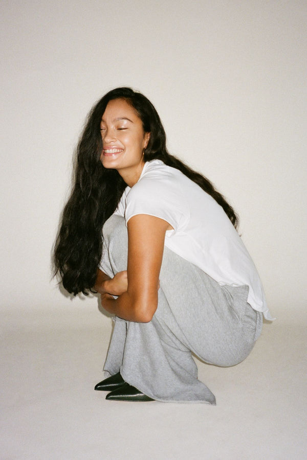 Rabens Saloner Hanni Light Stretch Long Skirt I Grey Melange