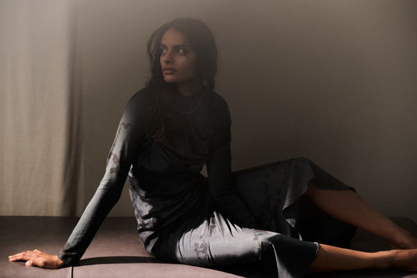 Rabens Saloner Hiba Cosmic FN Long Sleeve Top I Anthracite Combo