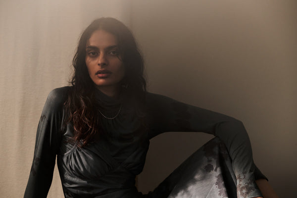 Rabens Saloner Hiba Cosmic FN Long Sleeve Top I Anthracite Combo