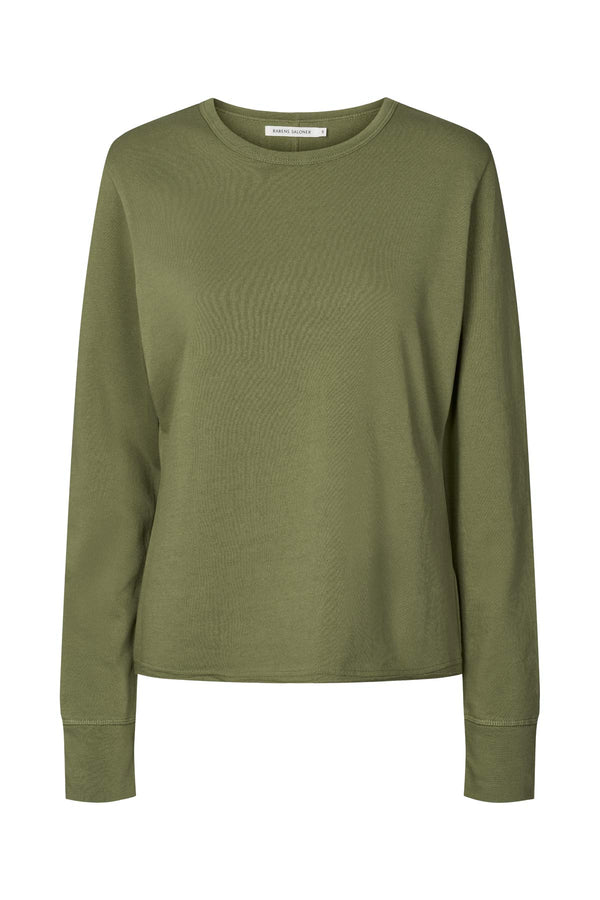 rabens saloner Hila Light stretch crew neck top I Loden green