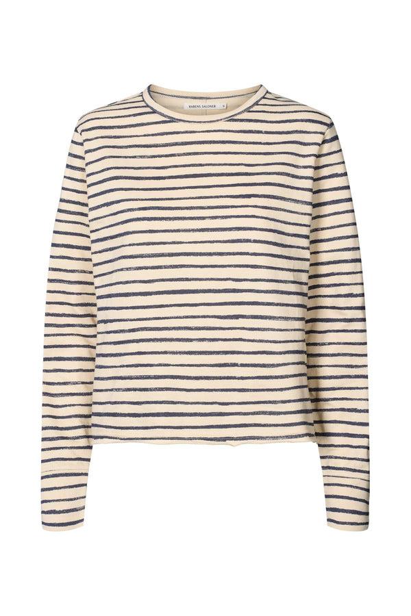 rabens saloner Hila Light stretch crew neck top I Oyster navy stripe