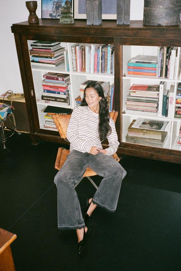 Rabens Saloner Hila Light Stretch Crew Neck Top I Winter White