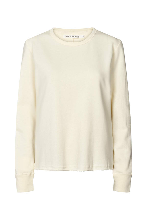 rabens saloner Hila Light stretch crew neck top I Winter white