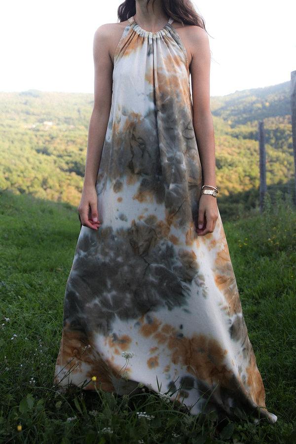 Rabens Saloner Hope Abstract Halter Dress I Forest Combo