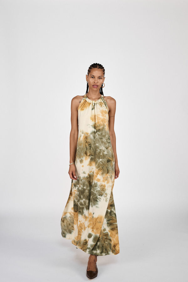 rabens saloner Hope Abstract halter dress I Forest combo