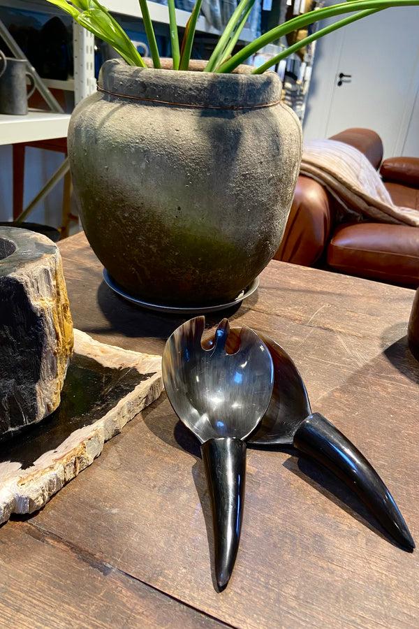 Rabens Saloner Horn Salad Servers Salad Servers I Black Horn