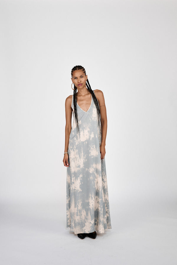 rabens saloner Ian Misty long dress I Aluminium combo