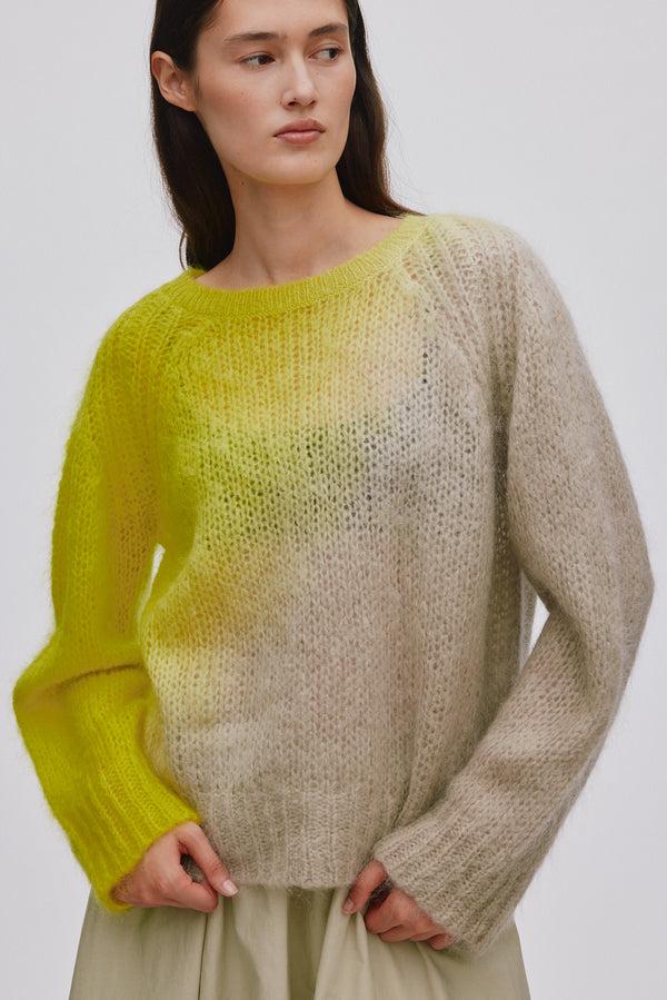 rabens saloner Jasmin Cross dye boxy sweater I Limeade pelican combo