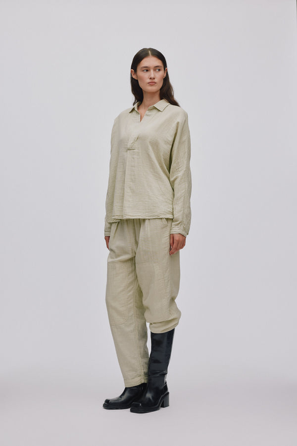 Rabens Saloner Johanne Cotton Double Knee Patch Pants I Pelican Grey