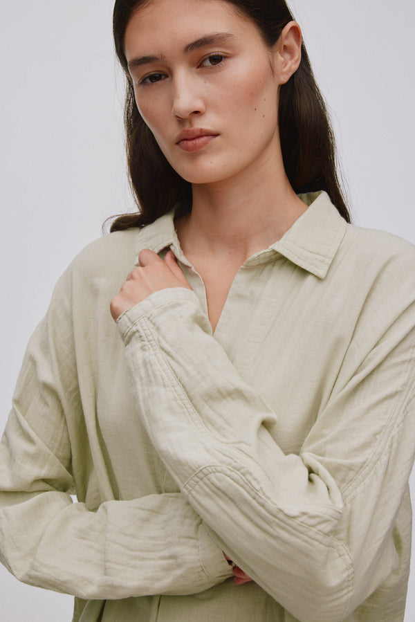 Rabens Saloner Jojo Cotton Double Elbow Patch Shirt I Light Sage