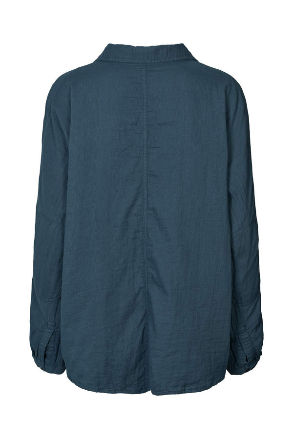 Rabens Saloner Jojo Cotton Double Elbow Patch Shirt I Navy