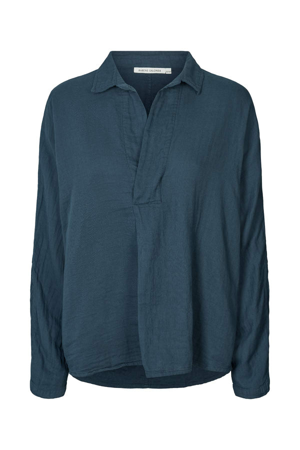 rabens saloner Jojo Cotton double elbow patch shirt I Navy rabens saloner Jojo Cotton double elbow patch shirt I Navy