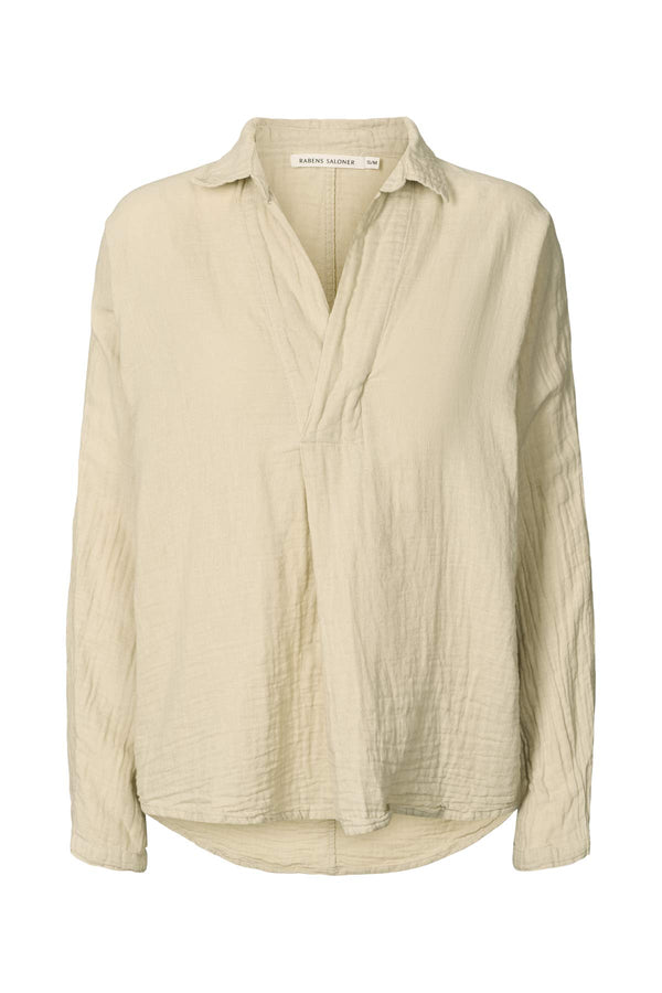 Rabens Saloner Jojo Cotton Double Elbow Patch Shirt I Pelican Grey