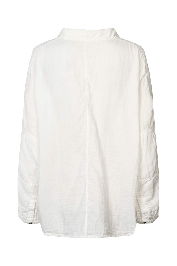 Rabens Saloner Jojo Cotton Double Elbow Patch Shirt I White