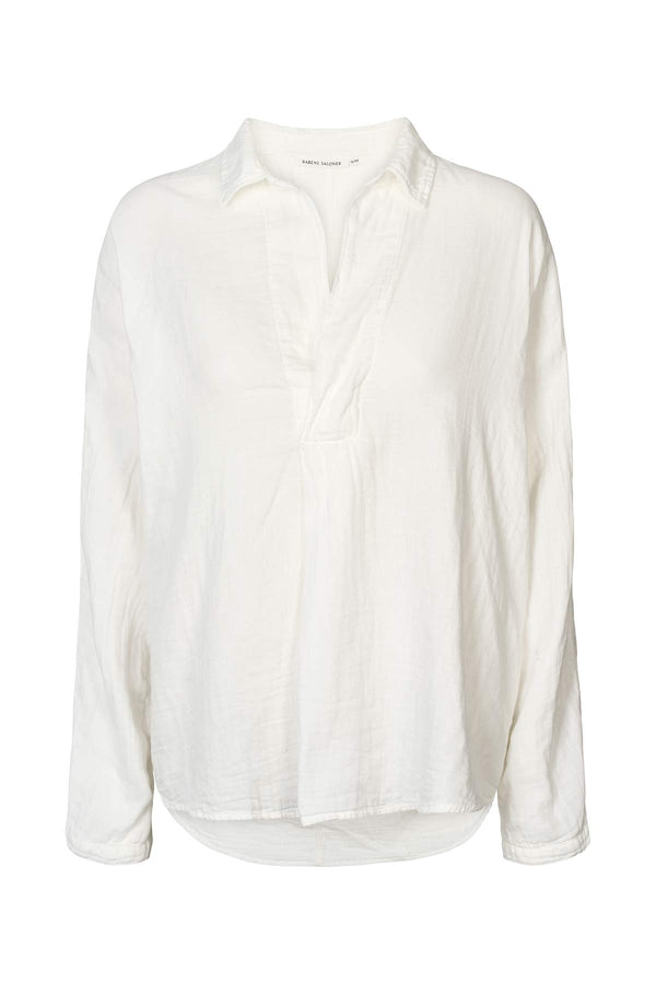 rabens saloner Jojo Cotton double elbow patch shirt I White