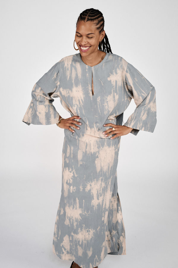 Rabens Saloner Karimalou Misty Kaftan I Aluminium Combo