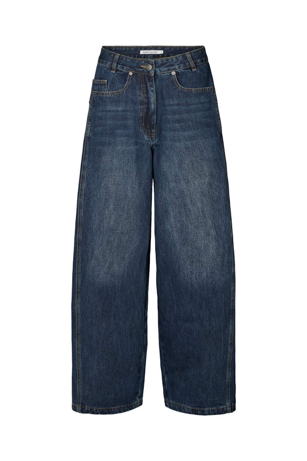 Rabens Saloner Lane Patchwork Denim Wide Leg Pants I Dark Washed Indigo