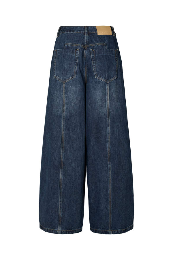 Rabens Saloner Lane Patchwork Denim Wide Leg Pants I Dark Washed Indigo