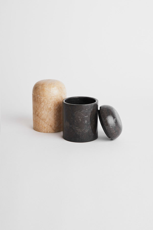 Rabens Saloner Large Marble Jar With Lid 13x11 Cm I Dark Grey