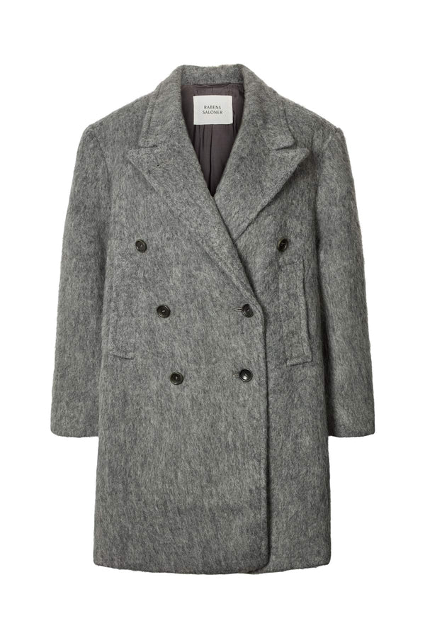 rabens saloner Leanna Fuzzy oversized coat I Grey melange