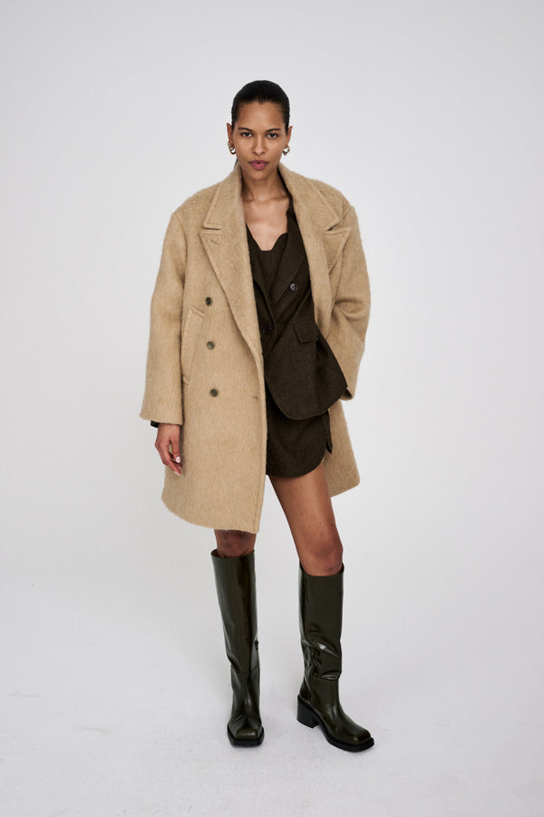 rabens saloner Leanna Fuzzy oversized coat I Oatmeal