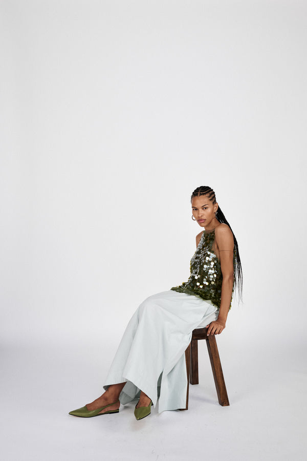 Rabens Saloner Lilos Clover Sequins Tank Top I Army Green