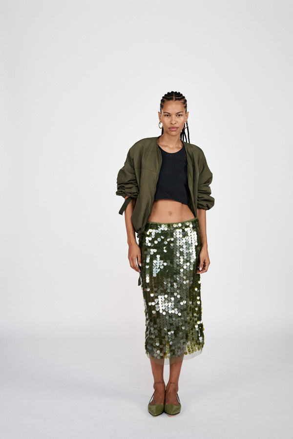rabens saloner Lior Clover sequins pencil skirt I Army Green