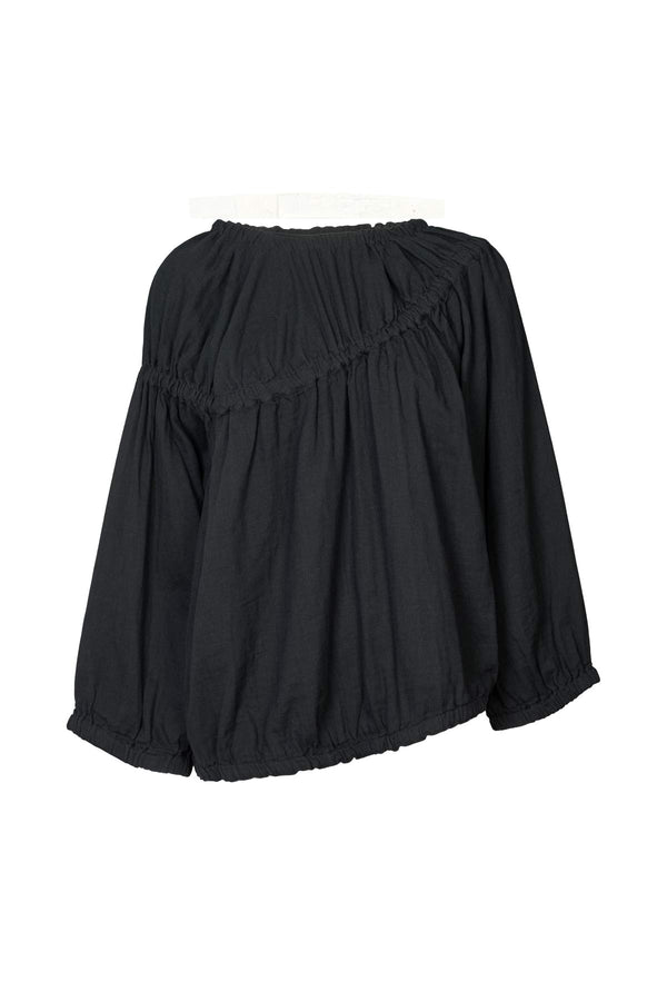 rabens saloner Lotte Cotton dbl elasticated top I Black