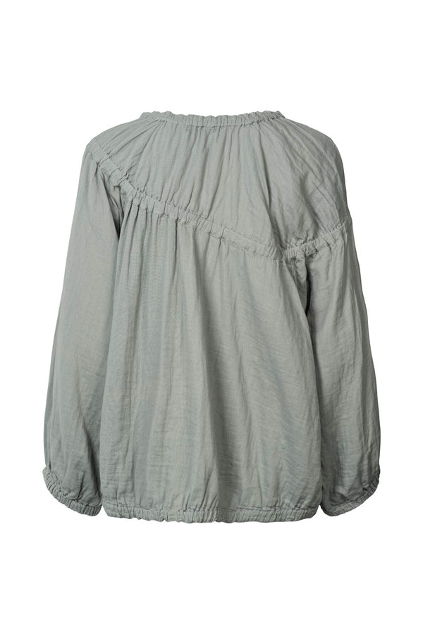 Rabens Saloner Lotte Cotton Dbl Elasticated Top I Grey Mist