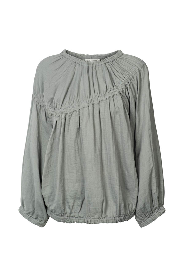 rabens saloner Lotte Cotton dbl elasticated top I Grey mist