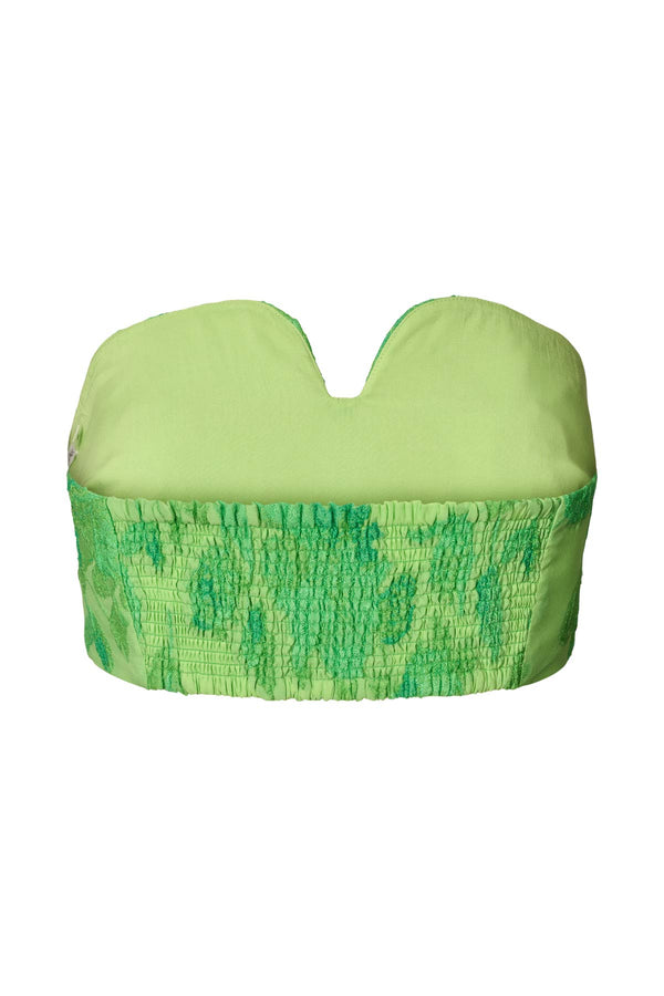 Rabens Saloner Luh Clipped Jacquard Bandeau Top I Viper Green