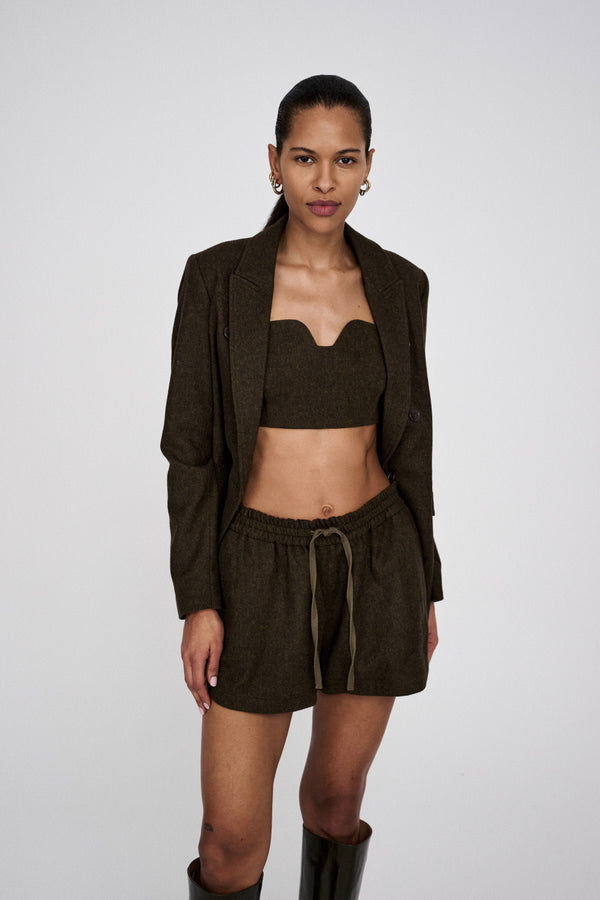 rabens saloner Luh Mini herringbone bandeau top I Dark brown