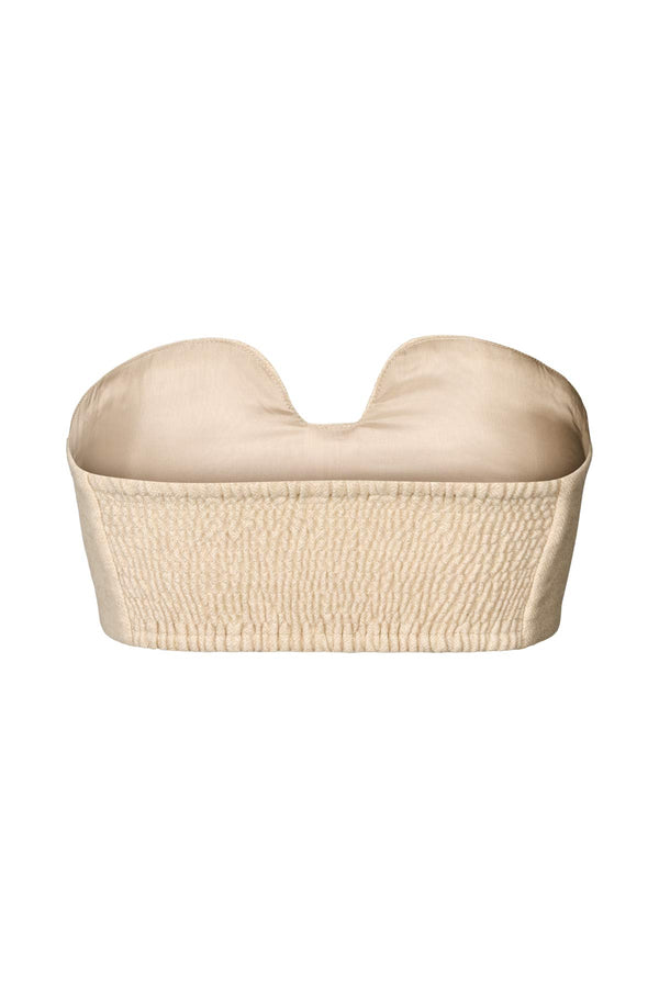 Rabens Saloner Luh Mini Herringbone Bandeau Top I Light Sand