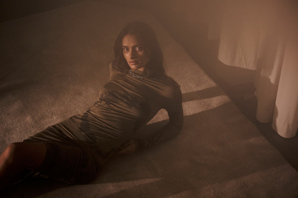 Rabens Saloner Lykka Cosmic Long Jersey Dress I Timber Combo