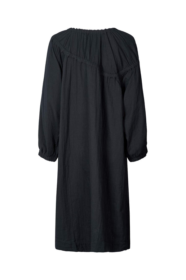 Rabens Saloner Mae Cotton Dbl Elasticated Dress I Black