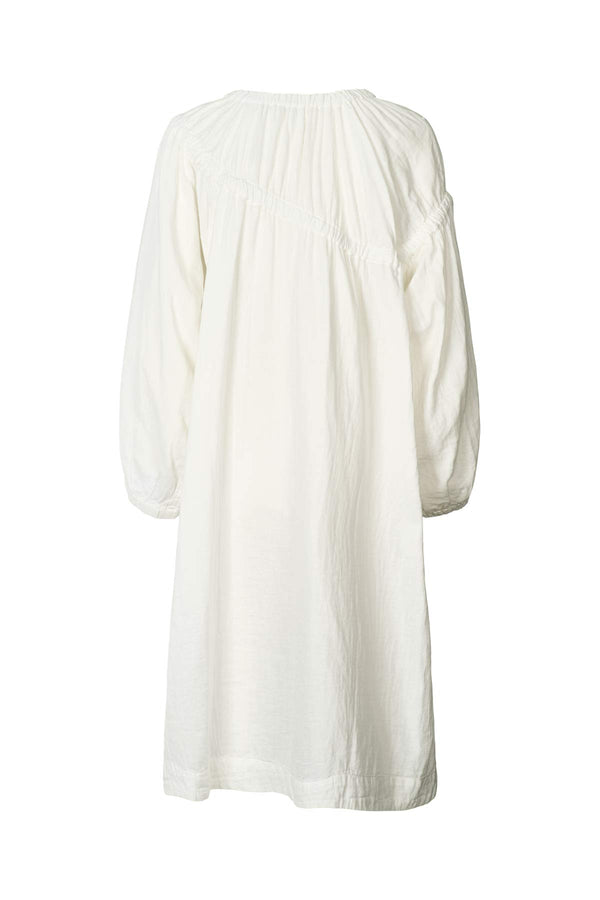 Rabens Saloner Mae Cotton Dbl Elasticated Dress I White