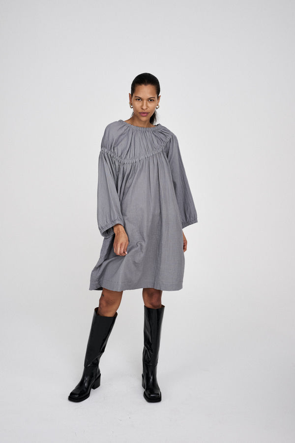 Rabens Saloner Mae Cotton Dbl Elasticated Dress I White