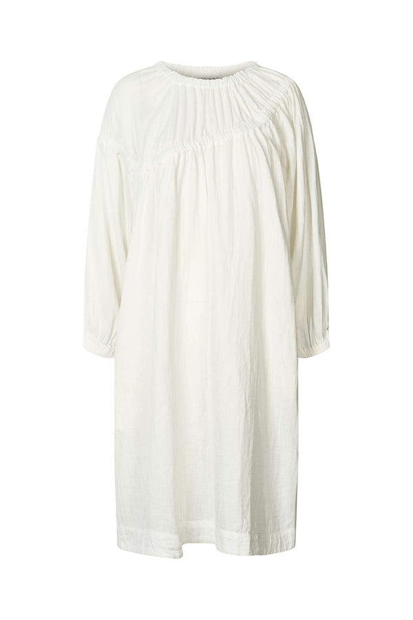 rabens saloner Mae Cotton dbl elasticated dress I White