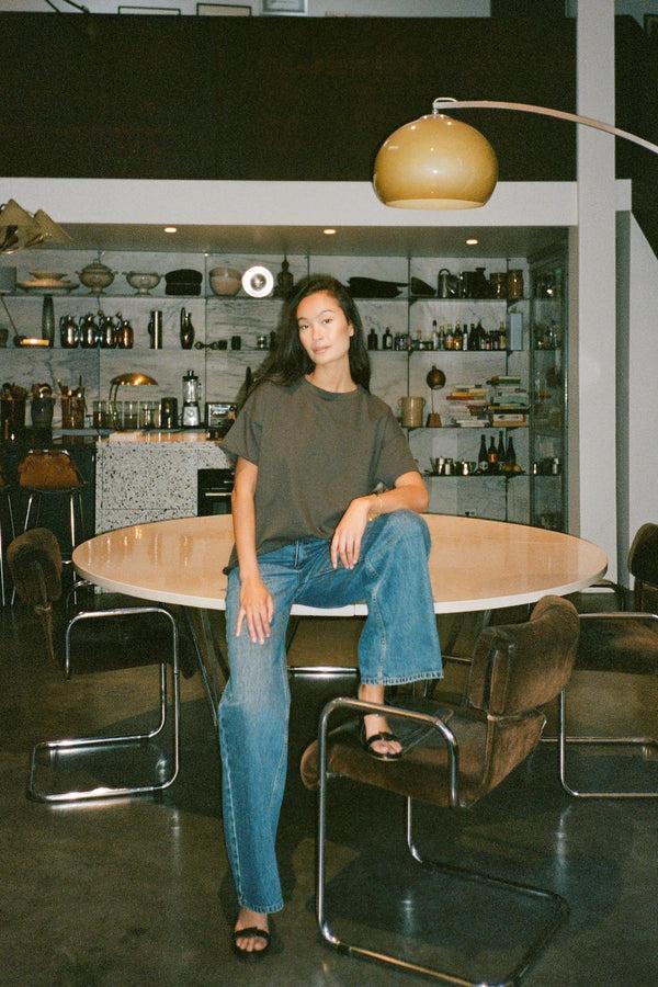 Rabens Saloner Margot Light Stretch Cropped T-shirt I Faded Black