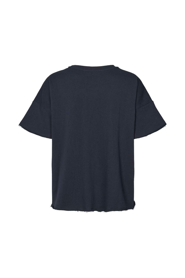 Rabens Saloner Margot Light Stretch Cropped T-shirt I Navy