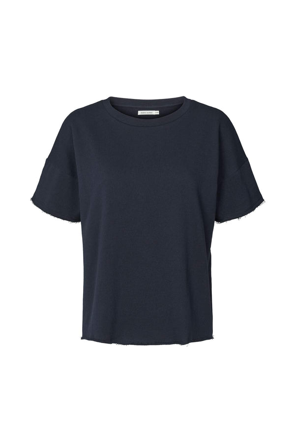 rabens saloner Margot Light stretch cropped t-shirt I Navy