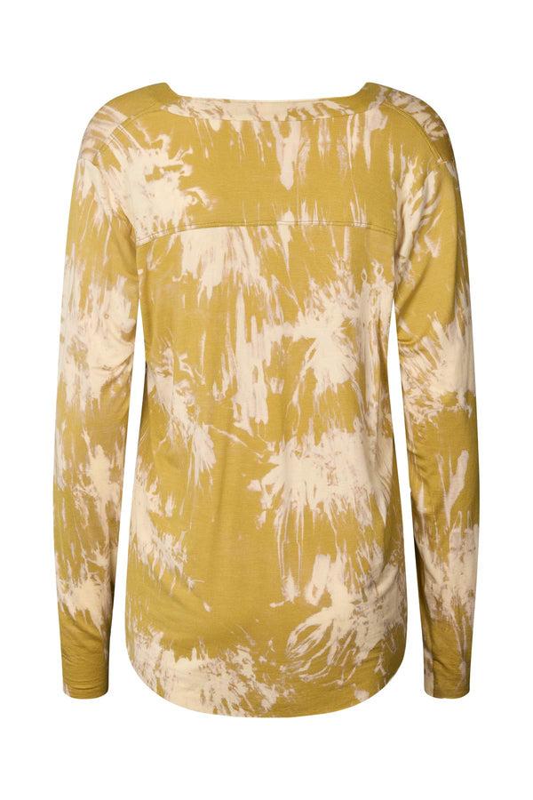 Rabens Saloner Matie Misty Placket Long Sleeve Top I Golden Mustard Combo